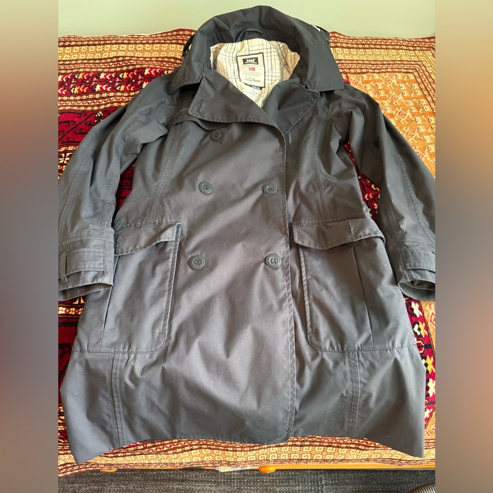 Helly Hansen WS Black Double-Breasted Trench Coat